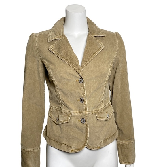 Tommy Jeans Corduroy Jacket Womens Size M Long Sleeve Button Up Brown Stretch - Picture 1 of 8